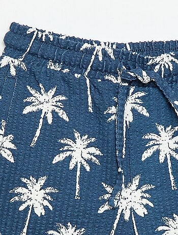 Bermuda bicolor con cintura elástica en algodón