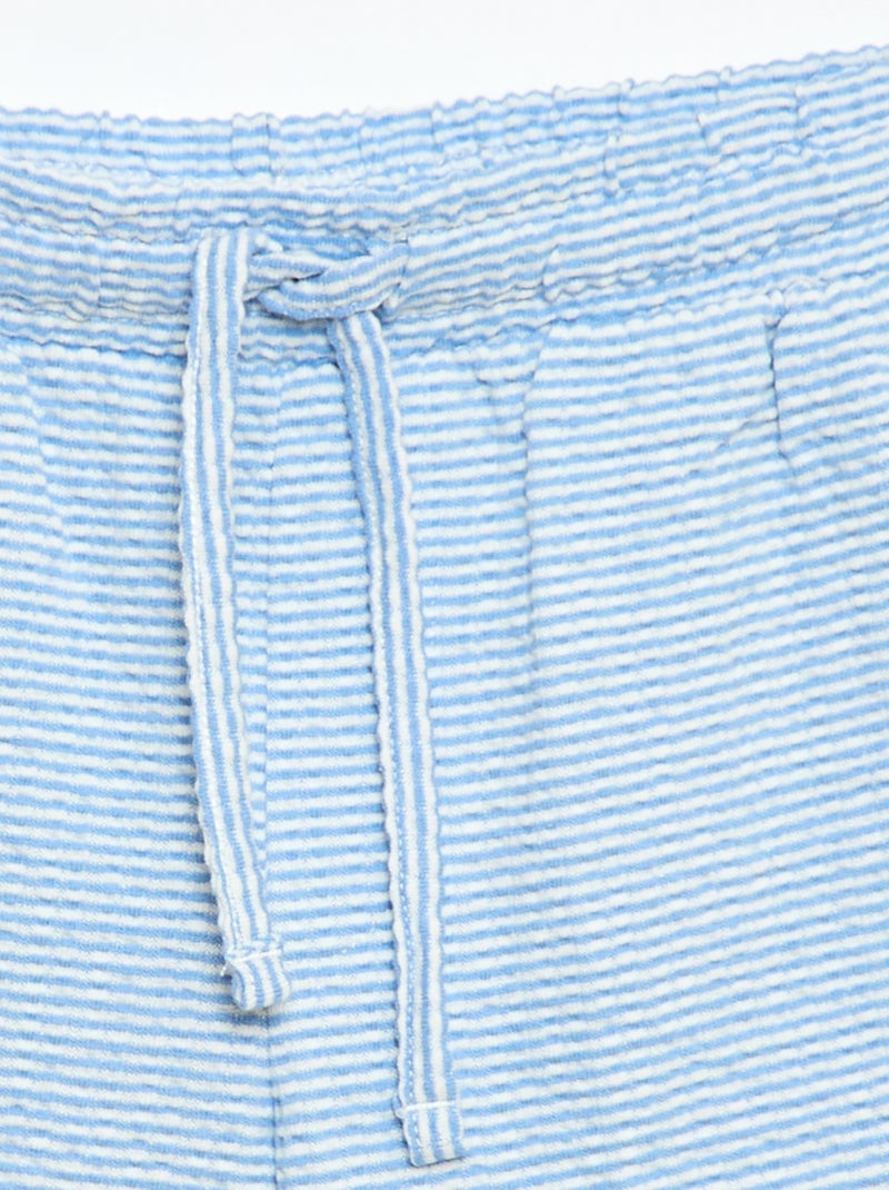 Bermuda bicolor con cintura elástica en algodón Azul - Kiabi