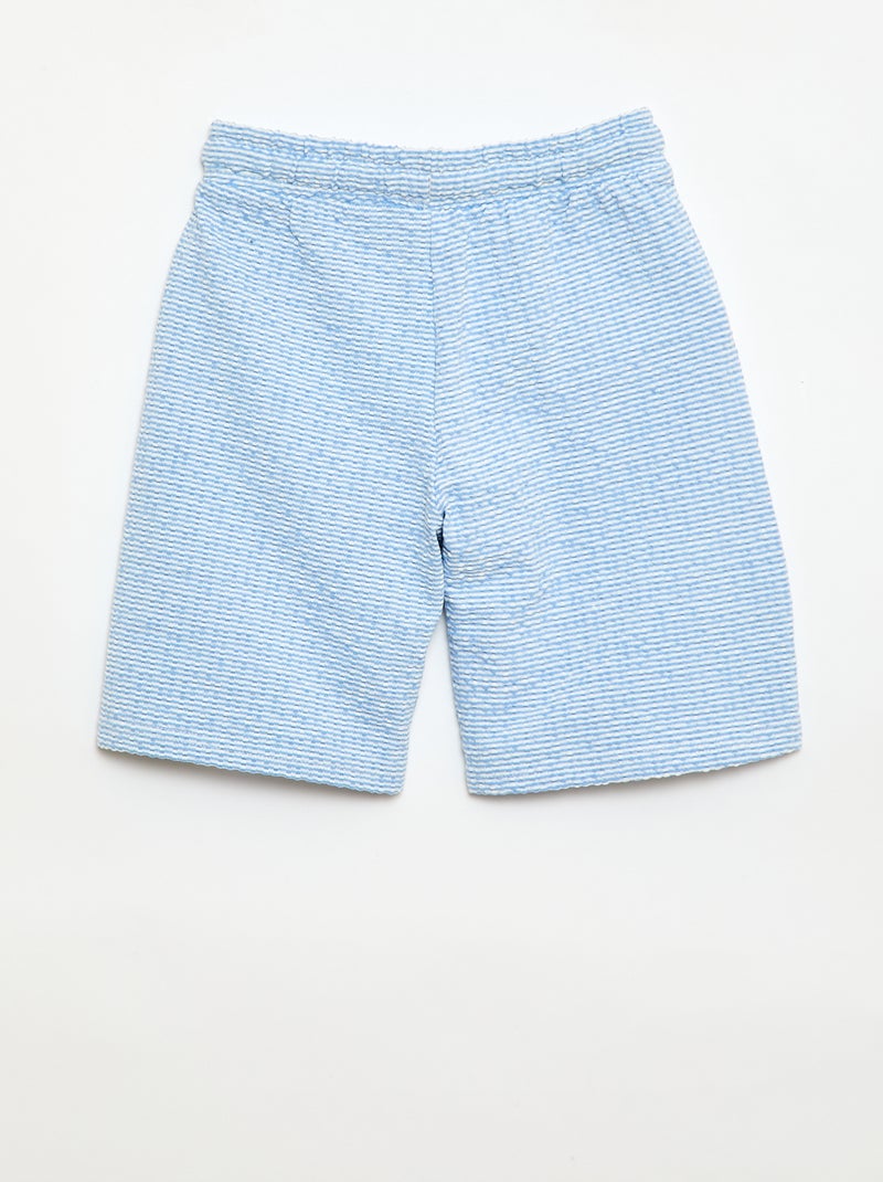 Bermuda bicolor con cintura elástica en algodón Azul - Kiabi