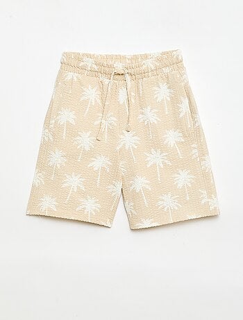 Bermuda bicolor con cintura elástica en algodón