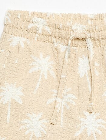 Bermuda bicolor con cintura elástica en algodón