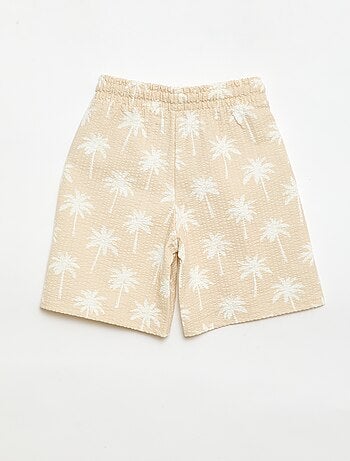 Bermuda bicolor con cintura elástica en algodón