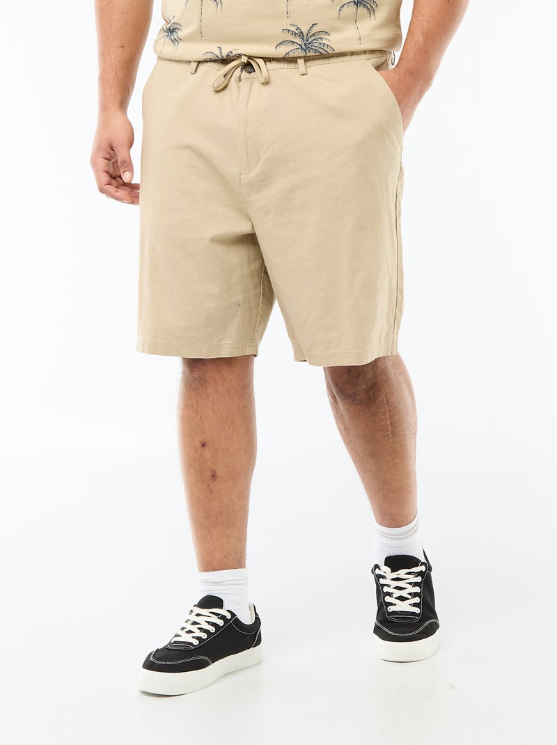 Bermuda chino con abertura abotonada + cremallera + cordones Beige - Kiabi