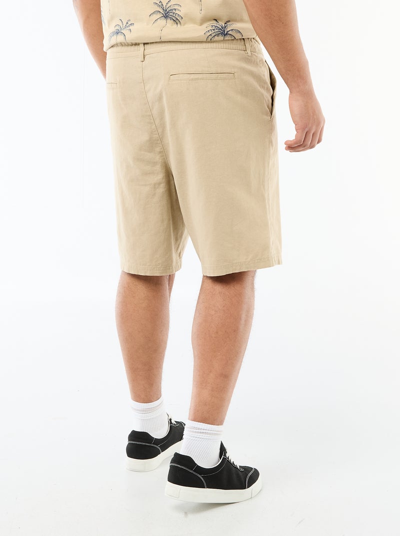 Bermuda chino con abertura abotonada + cremallera + cordones Beige - Kiabi
