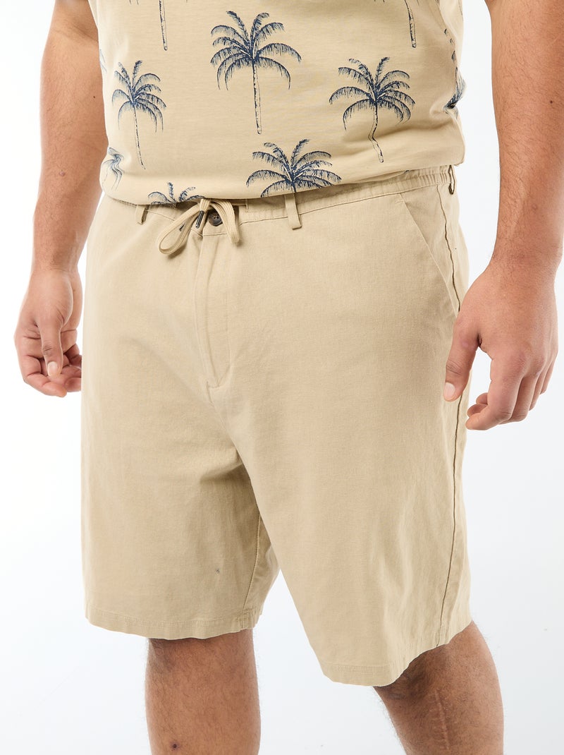 Bermuda chino con abertura abotonada + cremallera + cordones Beige - Kiabi