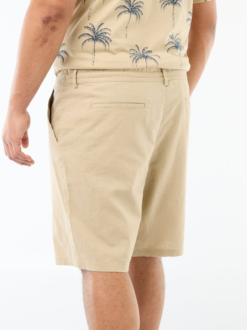 Bermuda chino con abertura abotonada + cremallera + cordones Beige - Kiabi