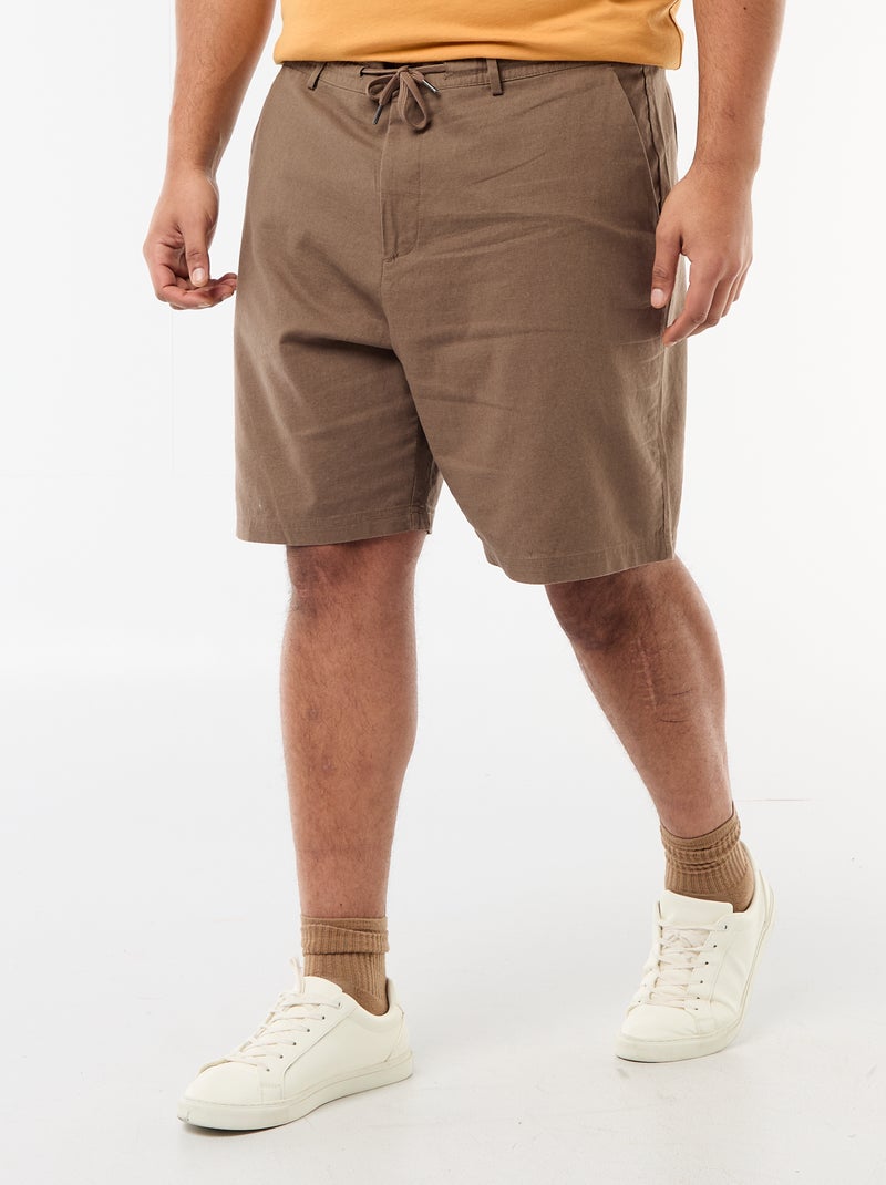 Bermuda chino con abertura abotonada + cremallera + cordones Marron - Kiabi