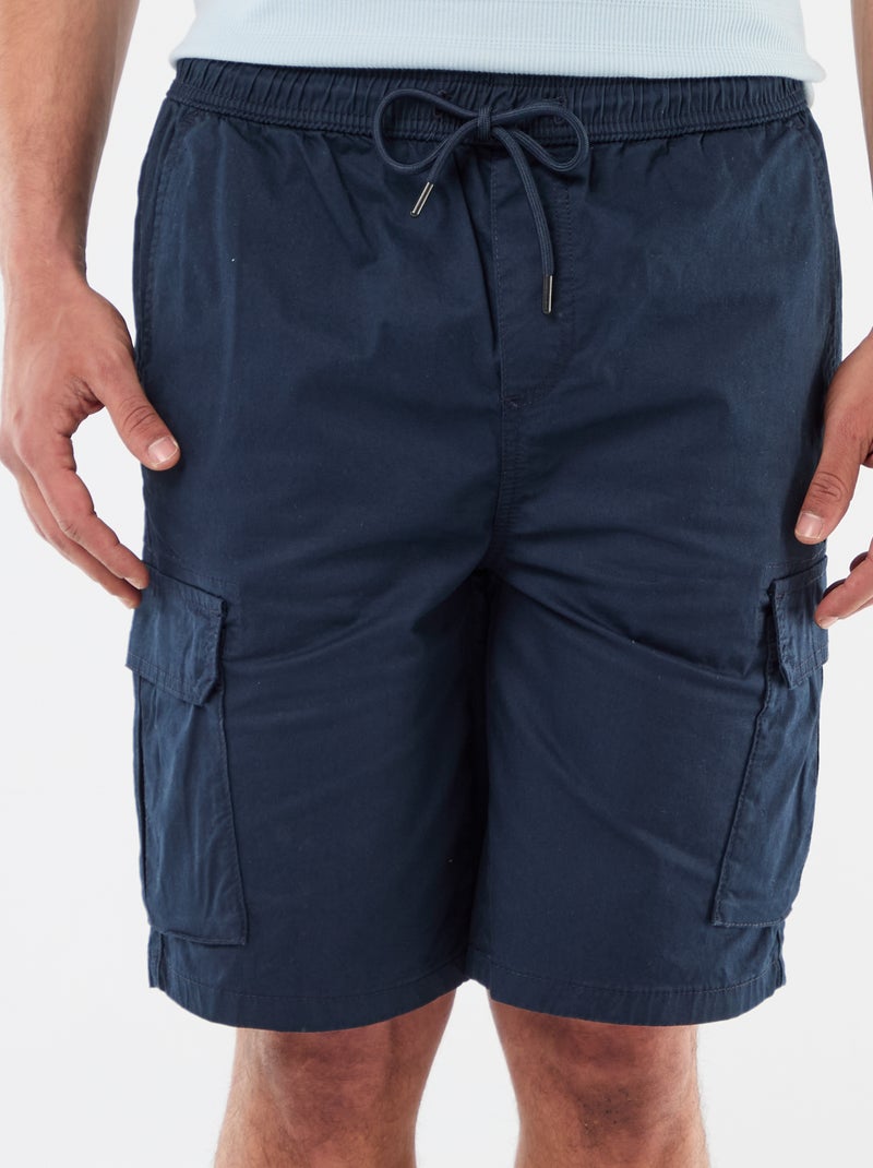 Bermuda chino en popelina con bolsillos con solapa Azul - Kiabi