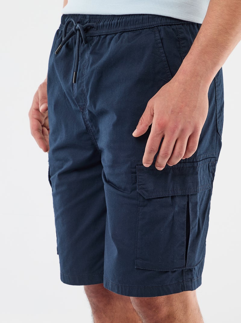 Bermuda chino en popelina con bolsillos con solapa Azul - Kiabi