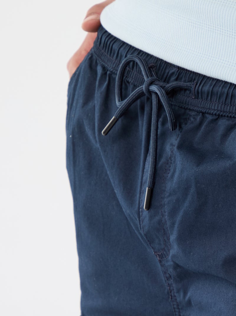 Bermuda chino en popelina con bolsillos con solapa Azul - Kiabi