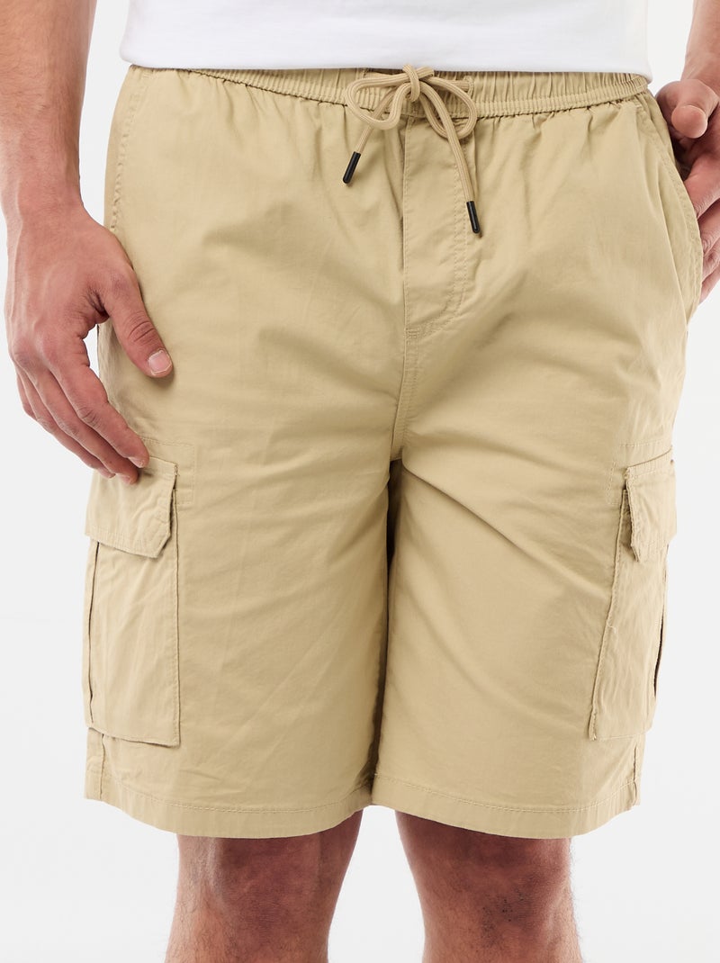 Bermuda chino en popelina con bolsillos con solapa Beige - Kiabi