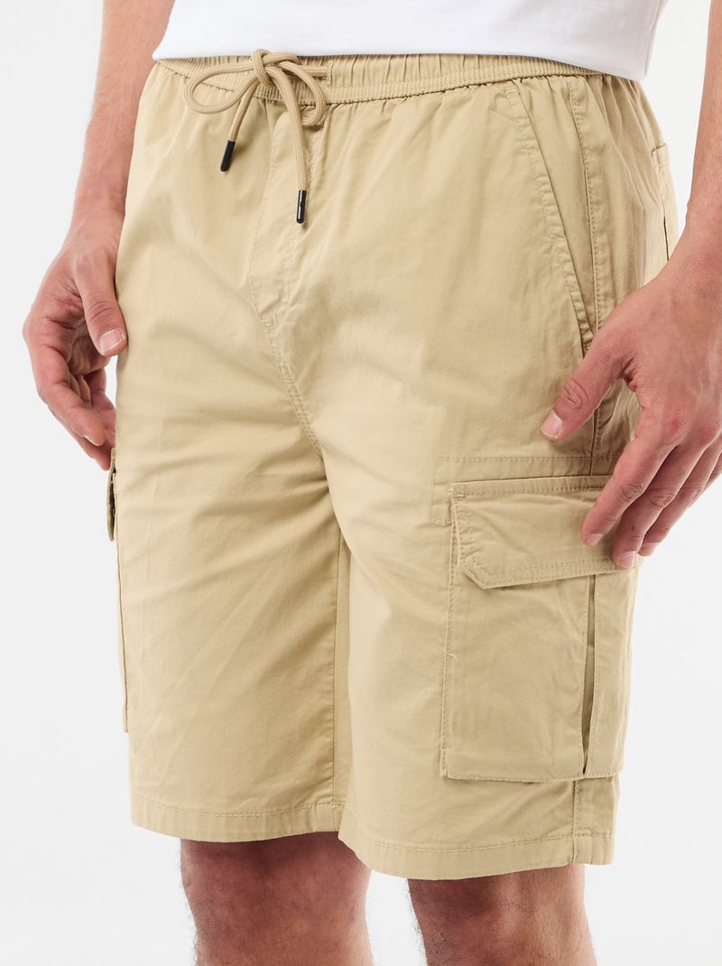 Bermuda chino en popelina con bolsillos con solapa Beige - Kiabi