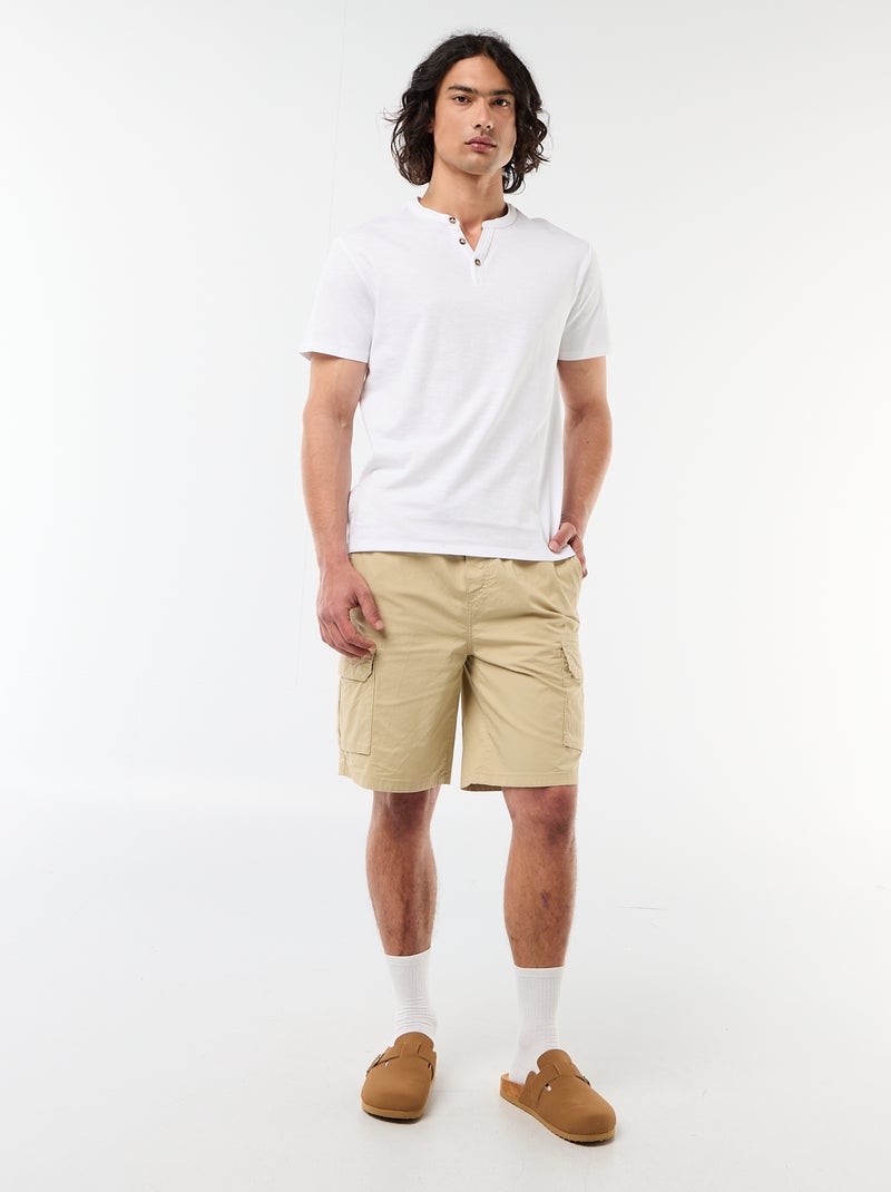 Bermuda chino en popelina con bolsillos con solapa Beige - Kiabi