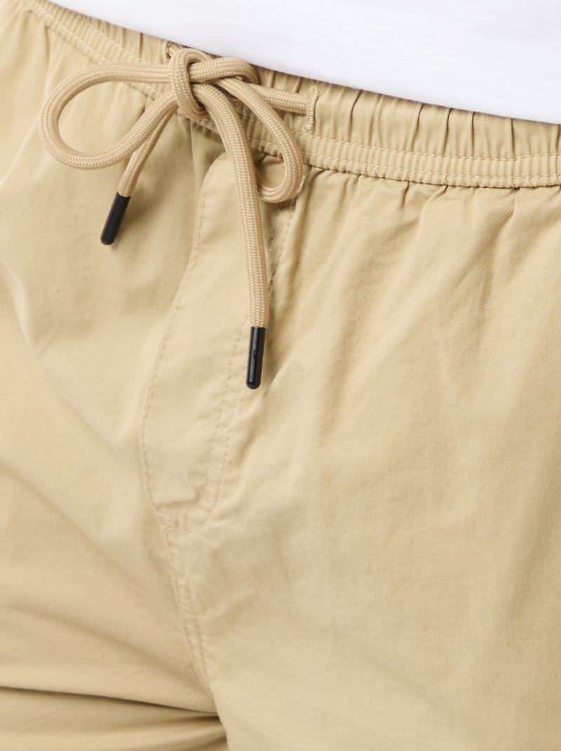 Bermuda chino en popelina con bolsillos con solapa Beige - Kiabi