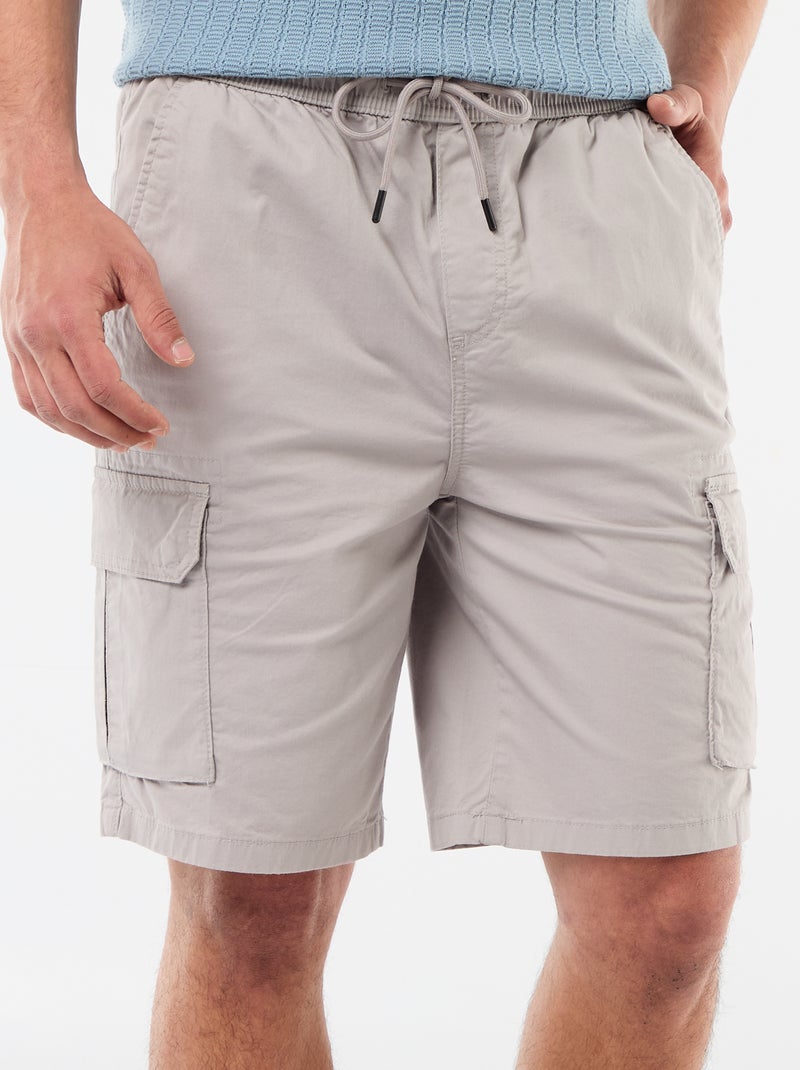 Bermuda chino en popelina con bolsillos con solapa Gris - Kiabi
