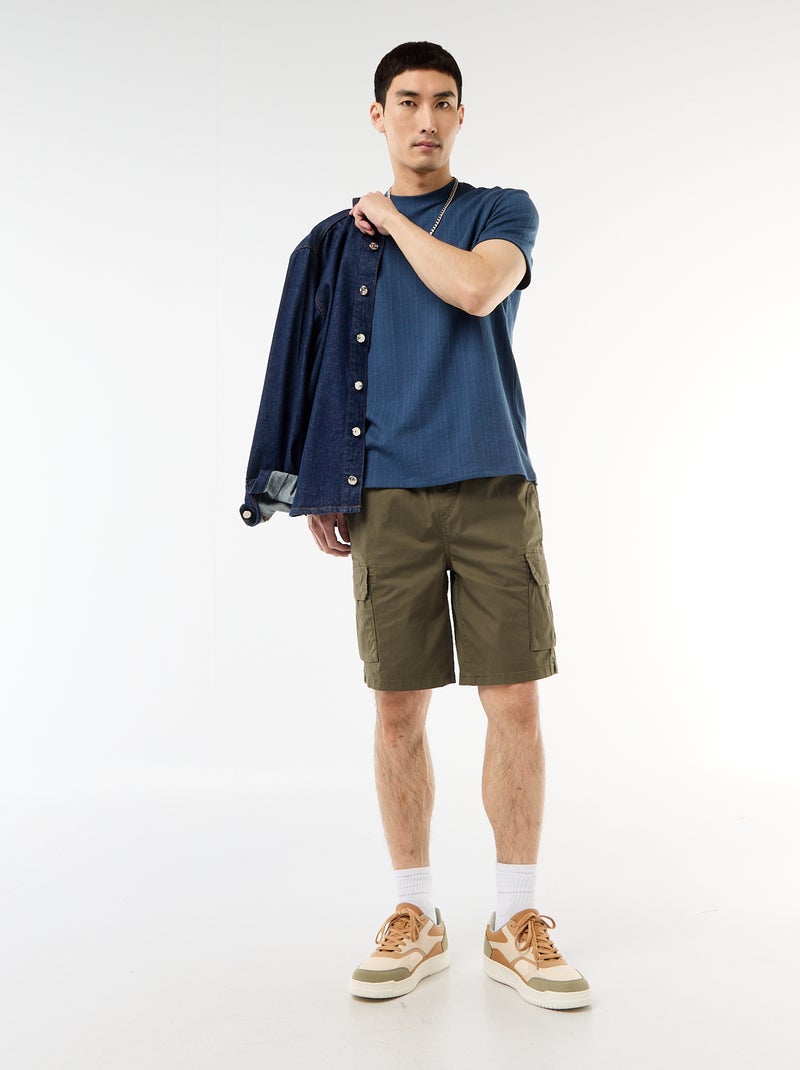 Bermuda chino en popelina con bolsillos con solapa Kaki - Kiabi