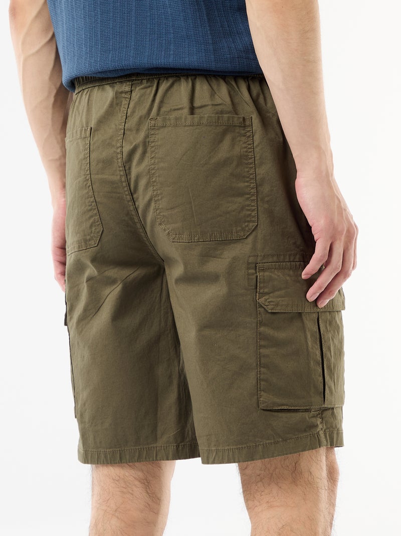 Bermuda chino en popelina con bolsillos con solapa Kaki - Kiabi