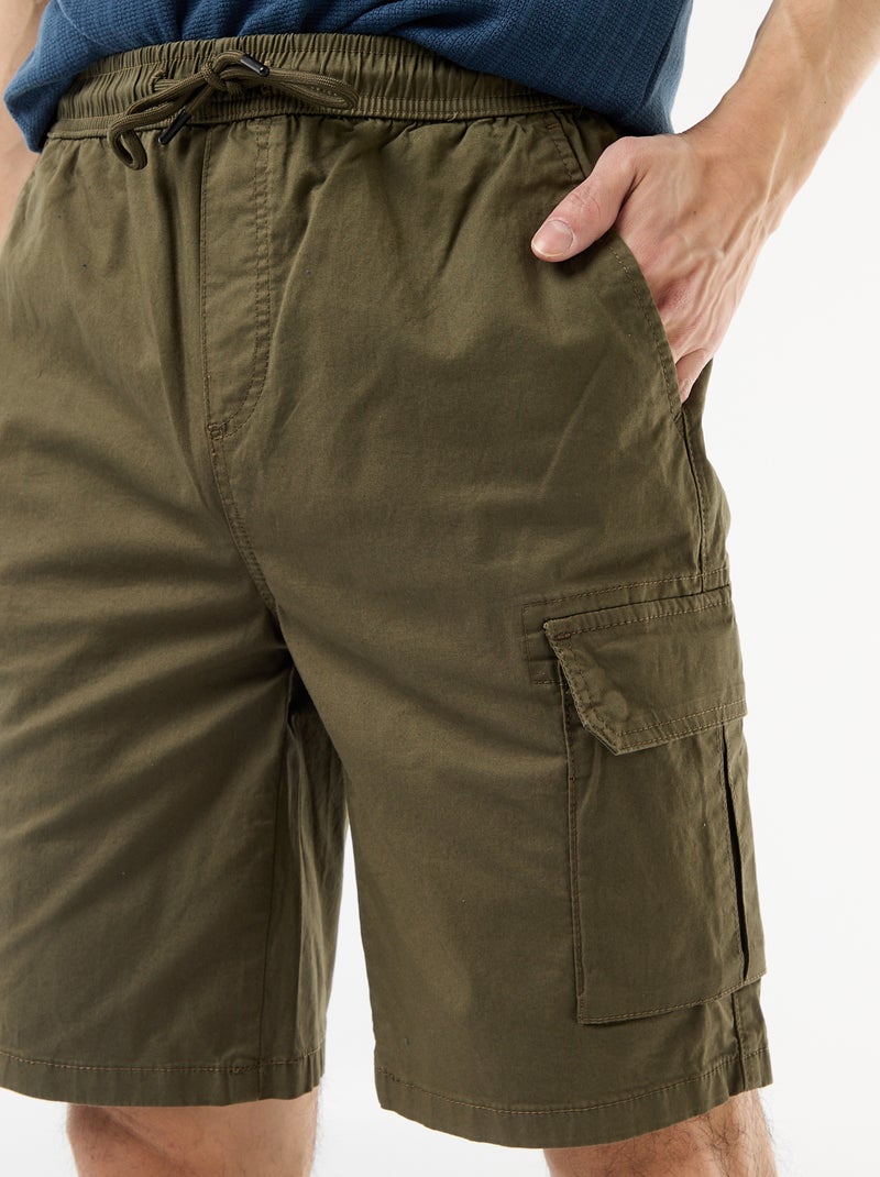 Bermuda chino en popelina con bolsillos con solapa Kaki - Kiabi