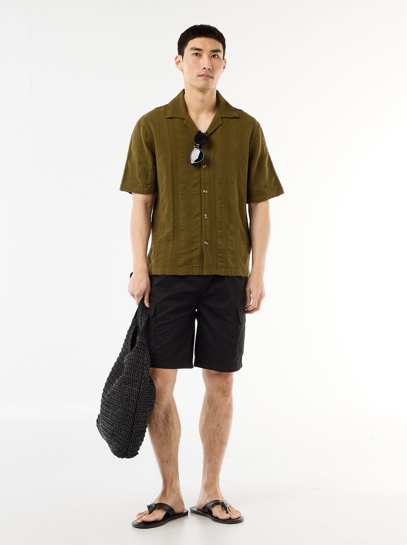 Bermuda chino en popelina con bolsillos con solapa Negro - Kiabi