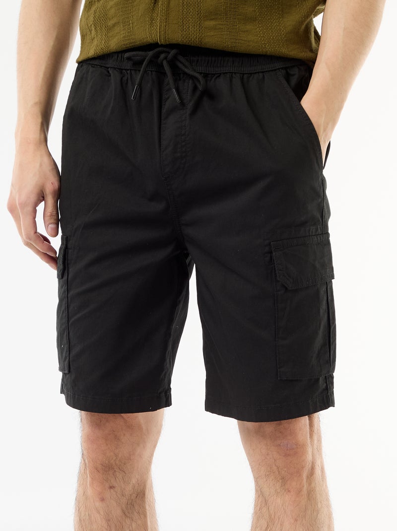 Bermuda chino en popelina con bolsillos con solapa Negro - Kiabi