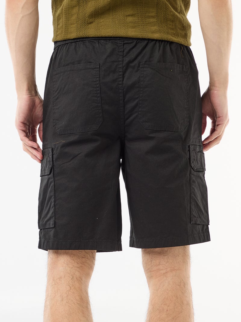 Bermuda chino en popelina con bolsillos con solapa Negro - Kiabi