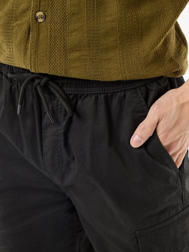 Bermuda chino en popelina con bolsillos con solapa Negro - Kiabi