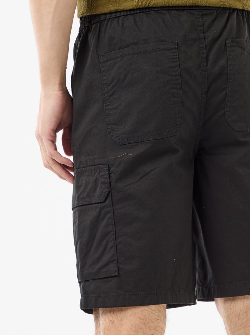 Bermuda chino en popelina con bolsillos con solapa Negro - Kiabi