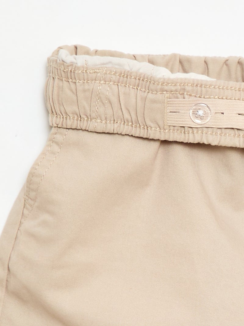 Bermuda chino liso con cordones ajustables Beige - Kiabi