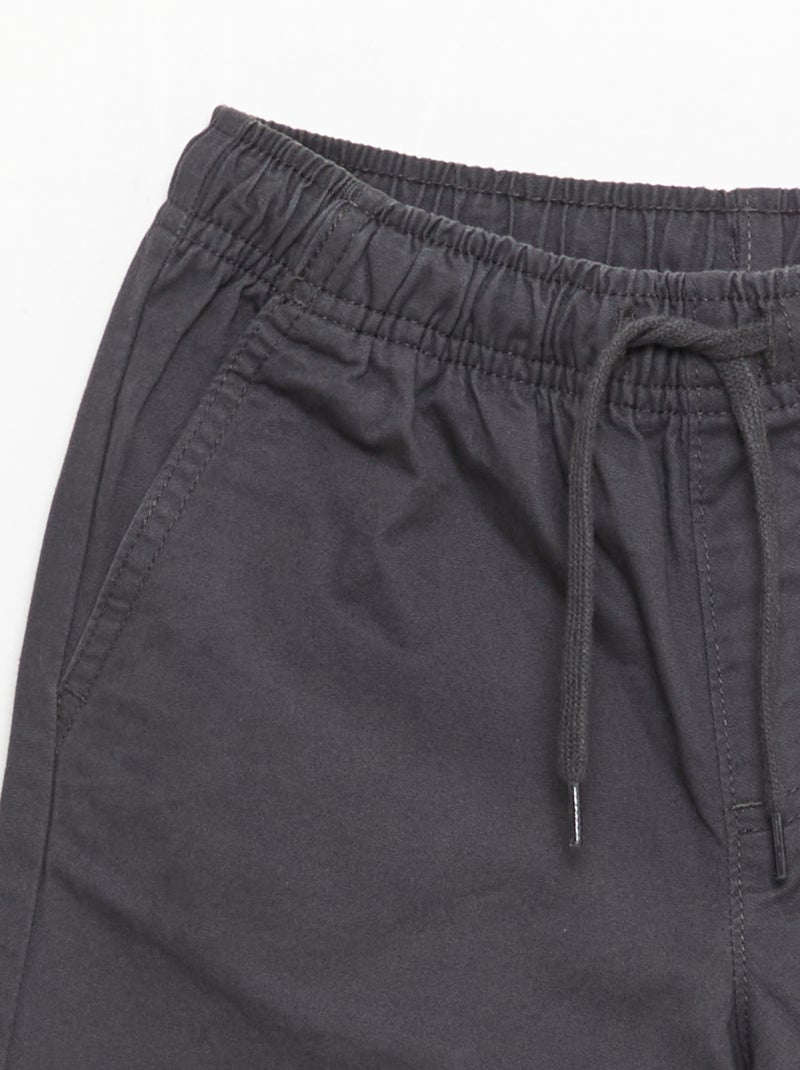 Bermuda chino liso con cordones ajustables Negro - Kiabi