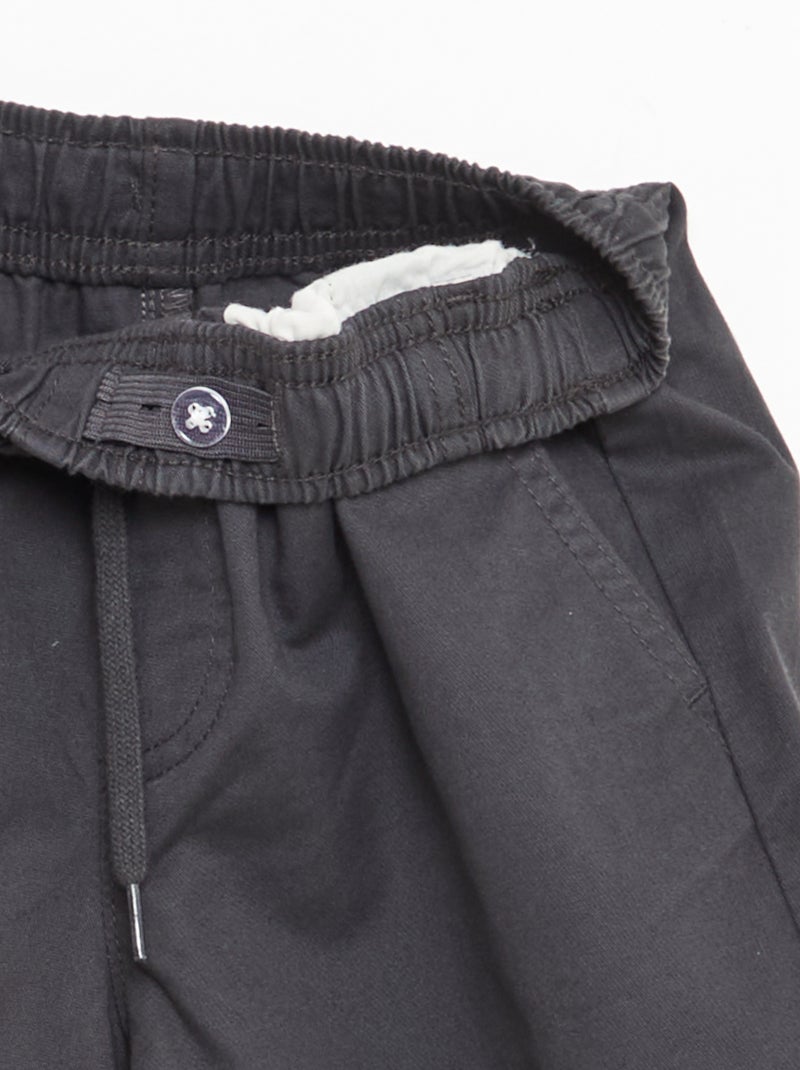 Bermuda chino liso con cordones ajustables Negro - Kiabi