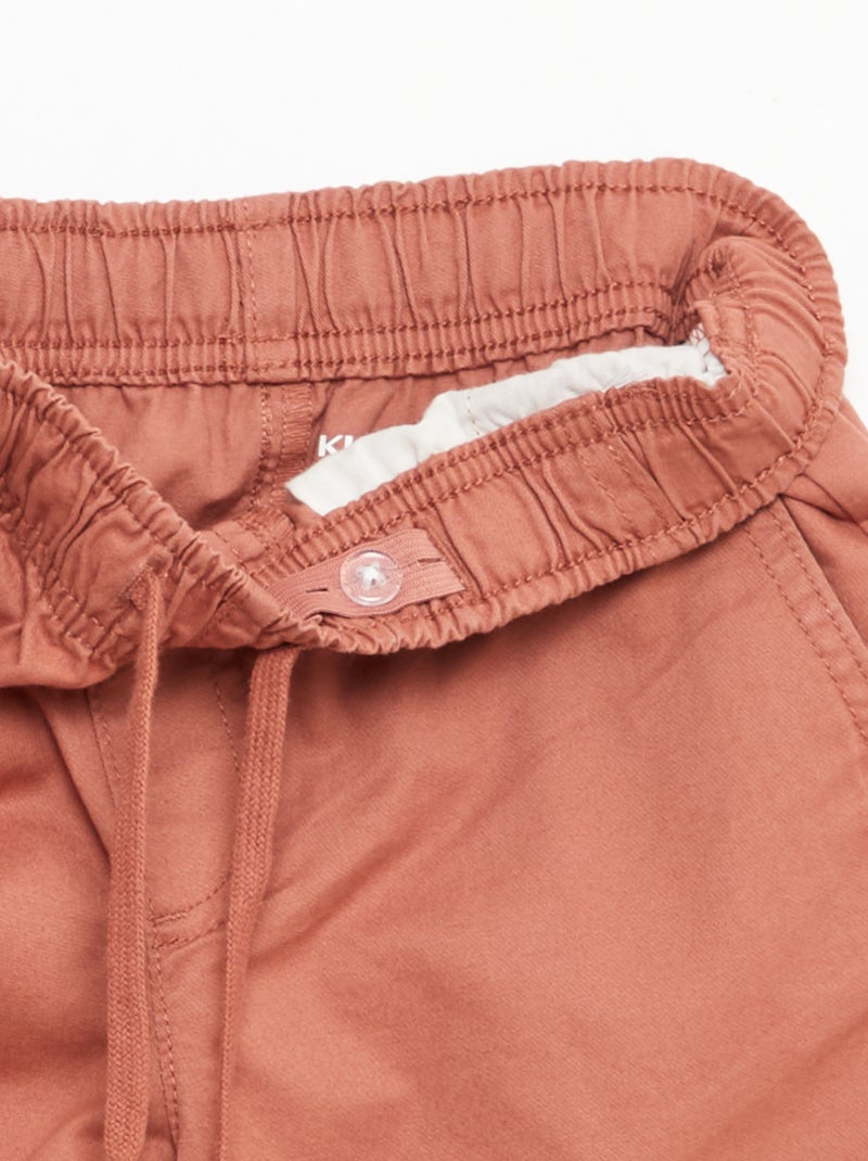 Bermuda chino liso con cordones ajustables Rosa - Kiabi