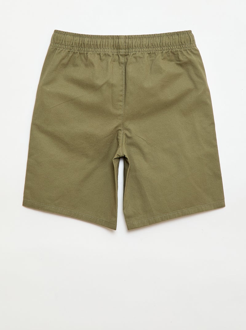 Bermuda chino liso con cordones ajustables Verde - Kiabi