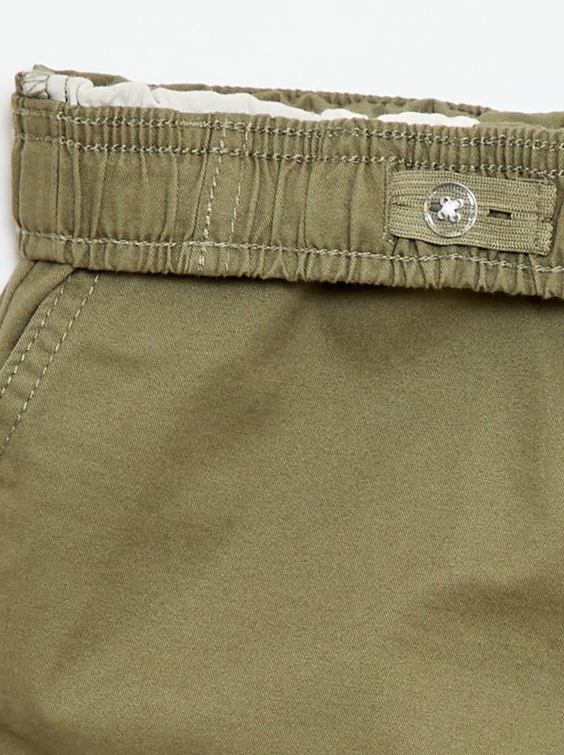 Bermuda chino liso con cordones ajustables Verde - Kiabi