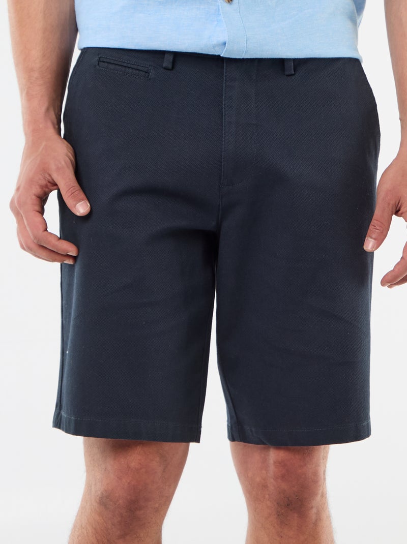 Bermuda chino liso en dobby Azul - Kiabi