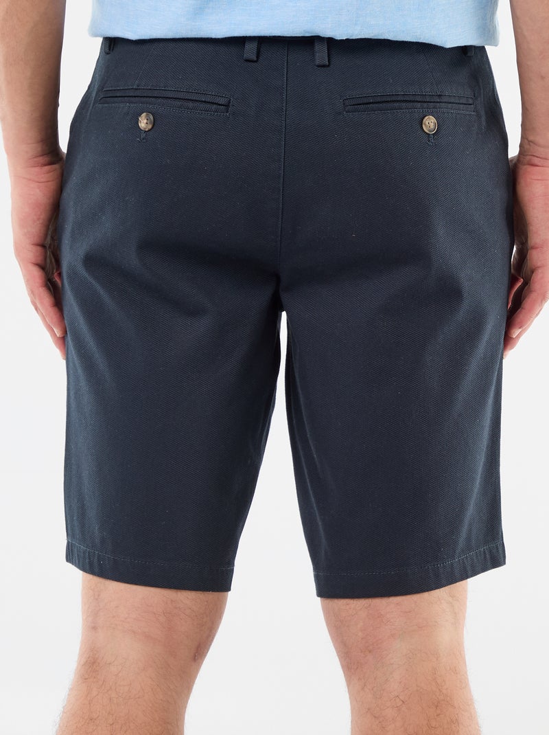 Bermuda chino liso en dobby Azul - Kiabi