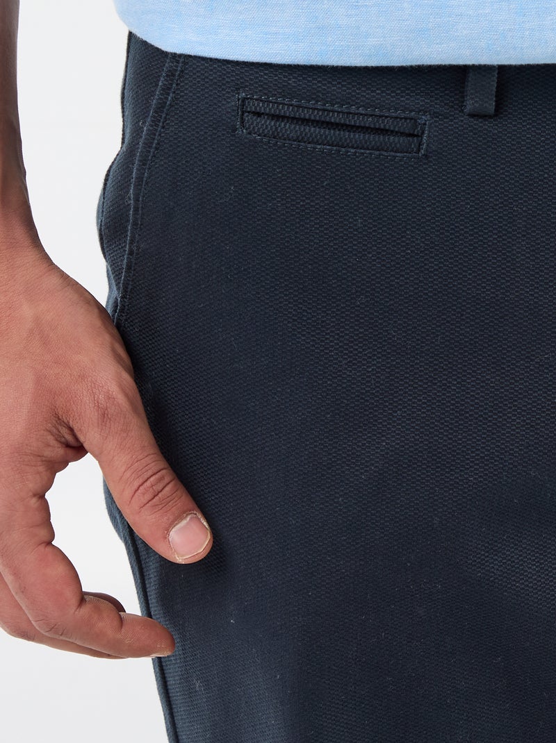 Bermuda chino liso en dobby Azul - Kiabi