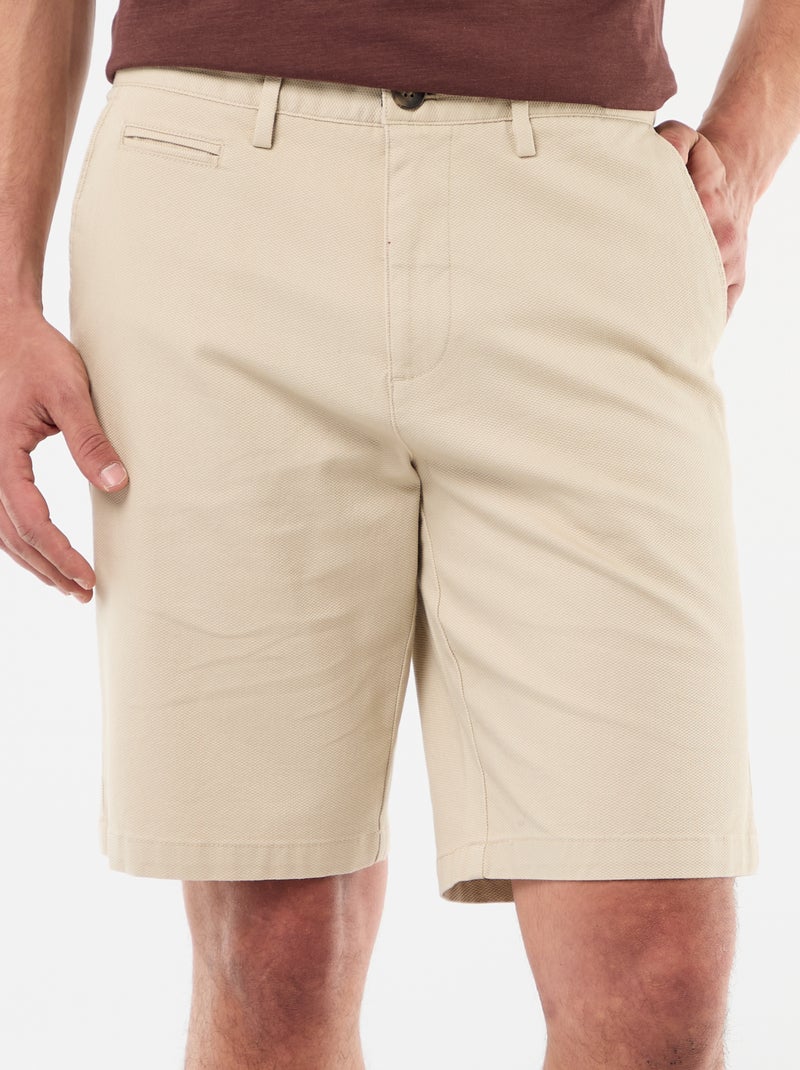 Bermuda chino liso en dobby Beige - Kiabi