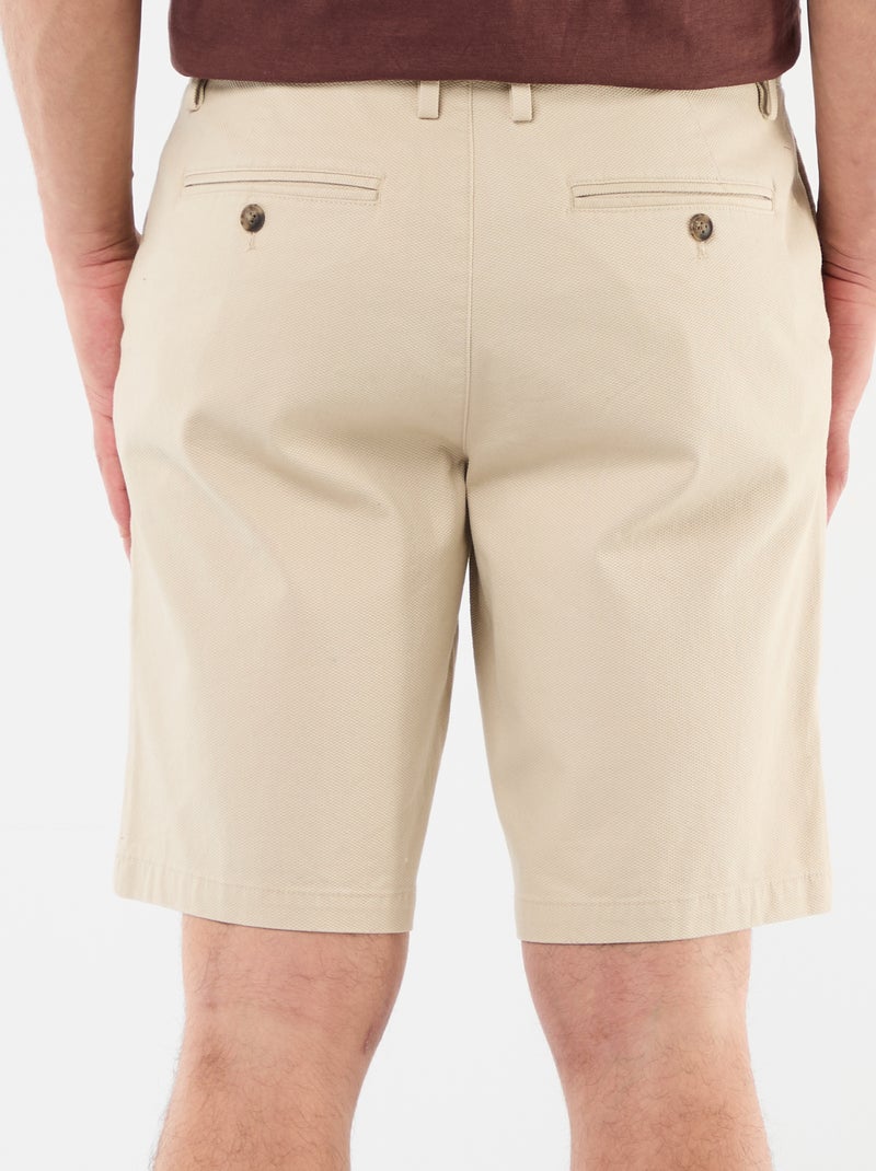 Bermuda chino liso en dobby Beige - Kiabi