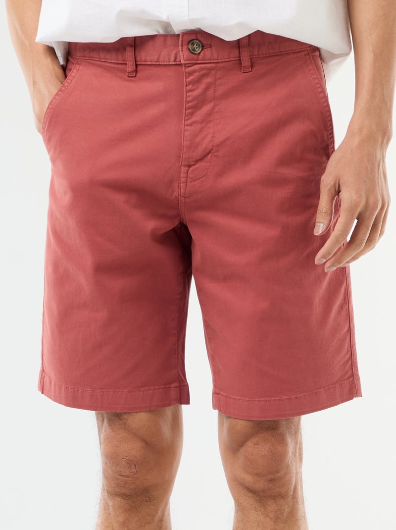 Bermuda chino liso en twill Rosa - Kiabi