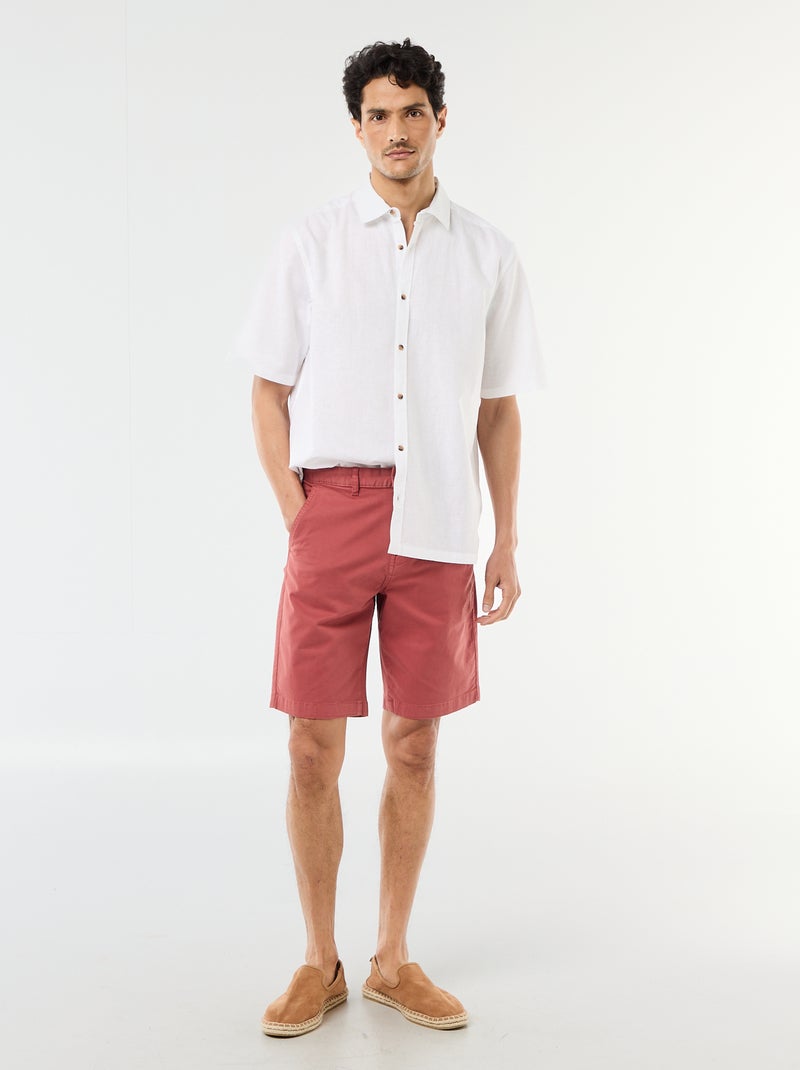 Bermuda chino liso en twill Rosa - Kiabi