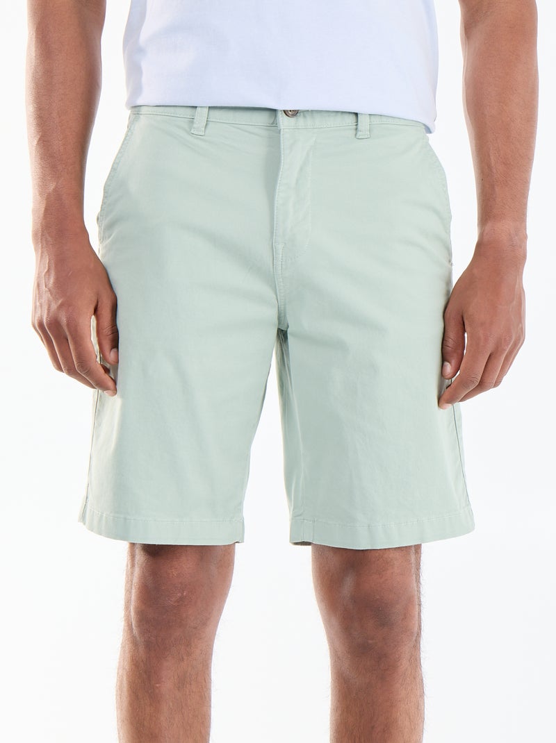 Bermuda chino liso en twill Verde - Kiabi