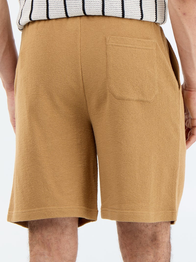 Bermuda con cintura elástica y cordones Beige - Kiabi
