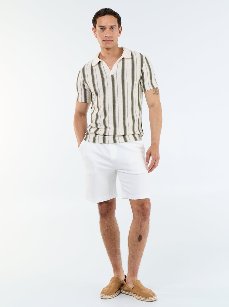 Bermuda con cintura elástica y cordones Blanco - Kiabi