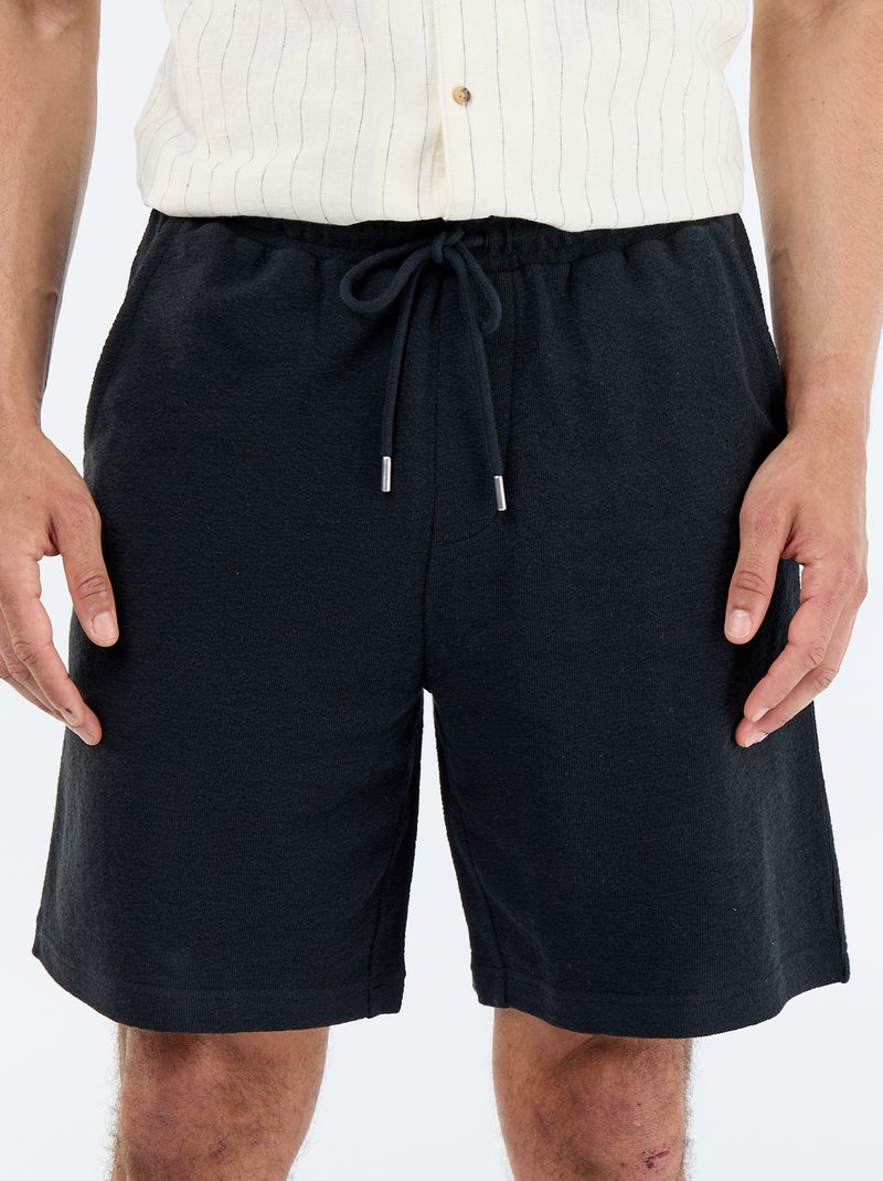 Bermuda con cintura elástica y cordones Negro - Kiabi
