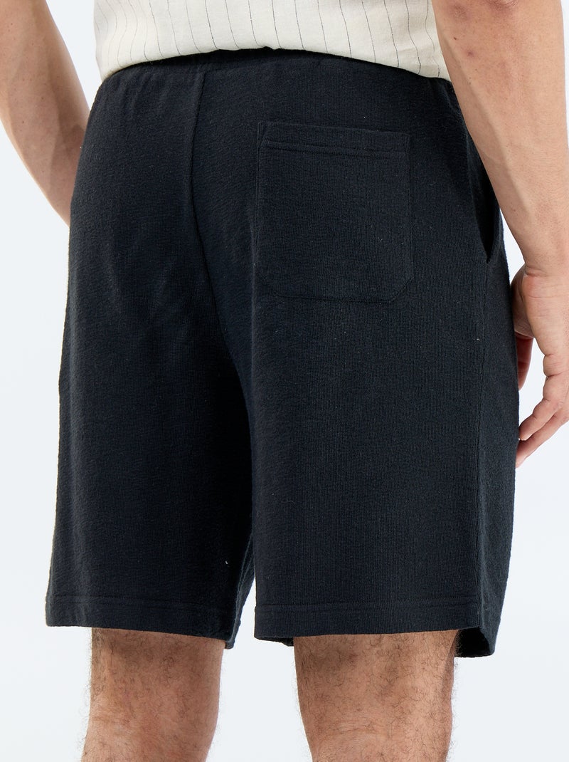 Bermuda con cintura elástica y cordones Negro - Kiabi
