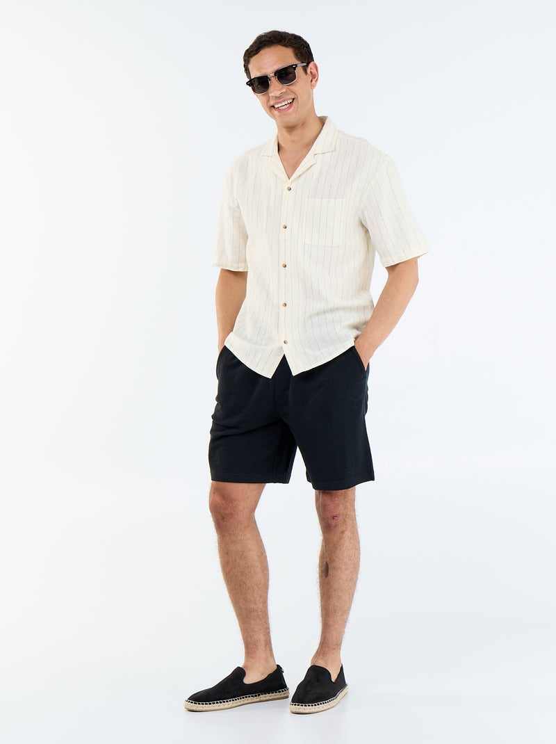 Bermuda con cintura elástica y cordones Negro - Kiabi