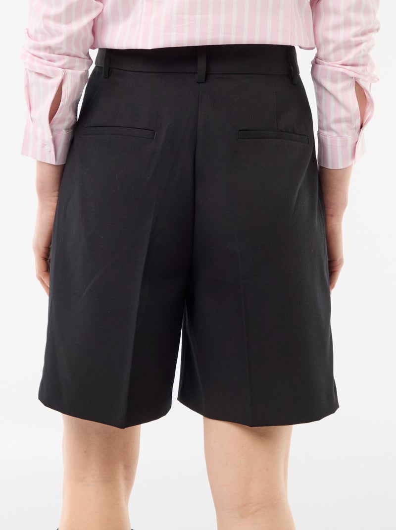 Bermuda con pinzas de tiro alto Negro - Kiabi