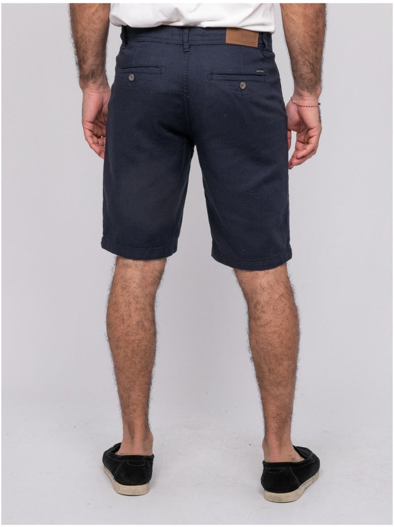 Bermuda de algodón slub BELKINO Azul marino - Kiabi