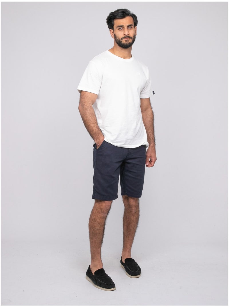 Bermuda de algodón slub BELKINO Azul marino - Kiabi