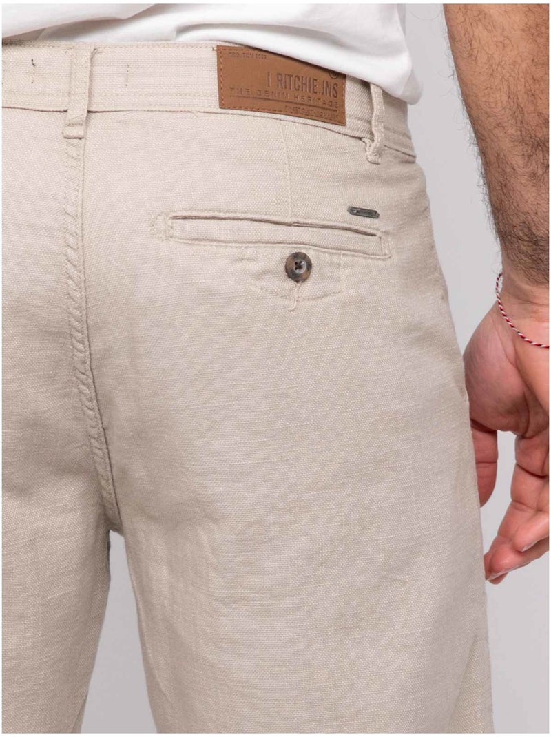 Bermuda de algodón slub BELKINO Beige - Kiabi